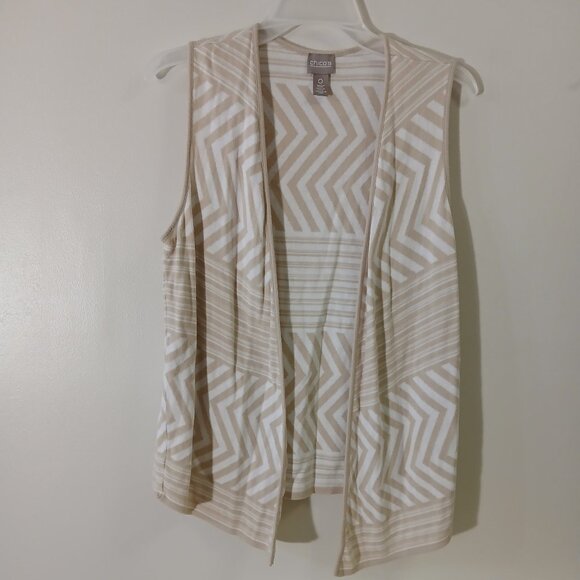 Chico's sweater vest - size 0 - tan and white - Picture 1 of 5